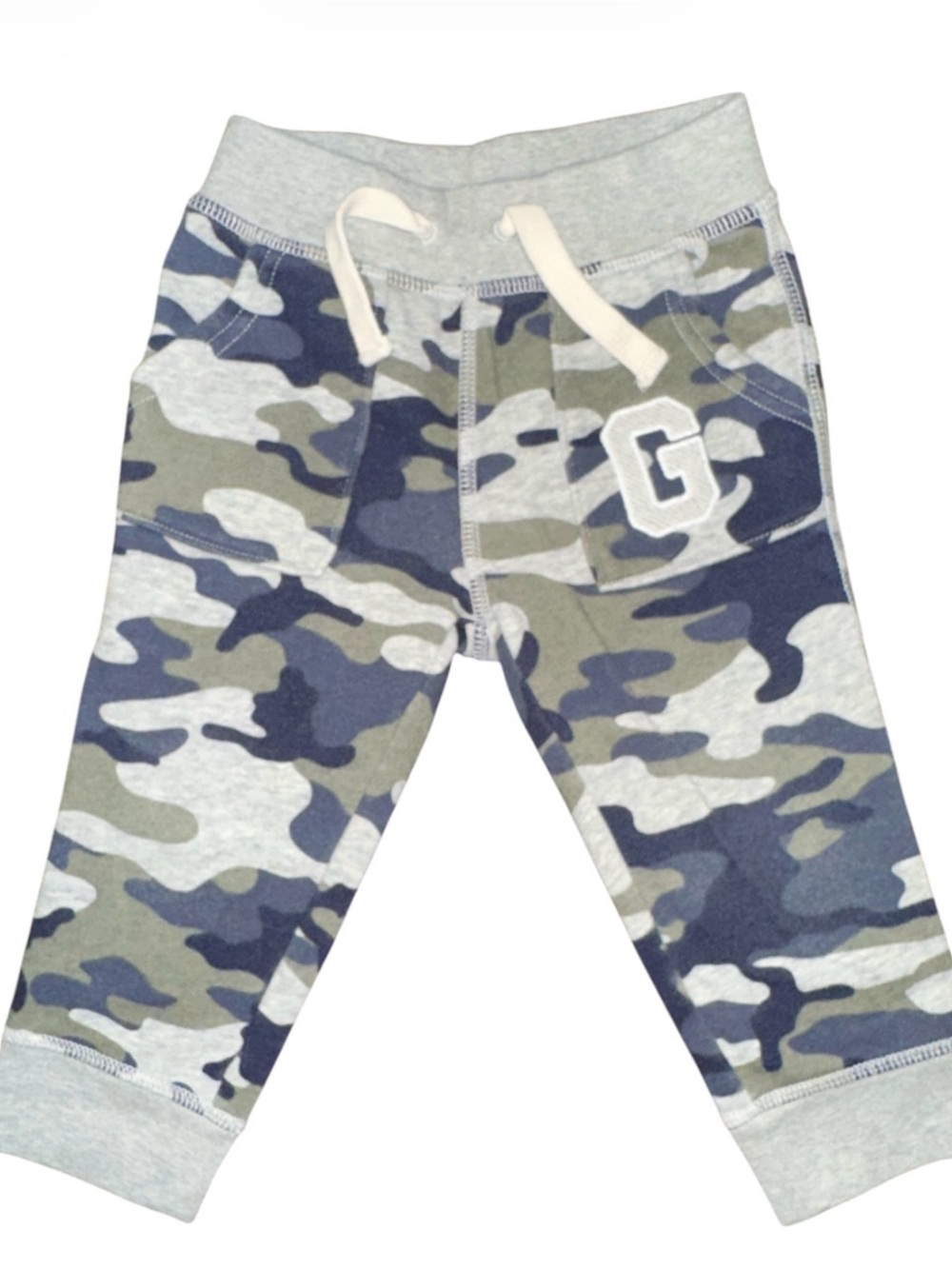 GAP Boys Camouflage Jogger Pants in Green & Blue Soft Fleece